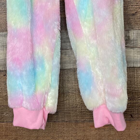 Spirit Unicorn Hooded Plush Union Suit Faux Fur Tail Halloween Costume SZ Large - Picture 3 of 11